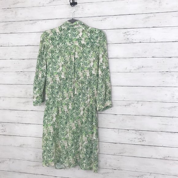 cAbi Green Palm Leaf Print Wrap Mini Rayon Dress - Picture 5 of 7
